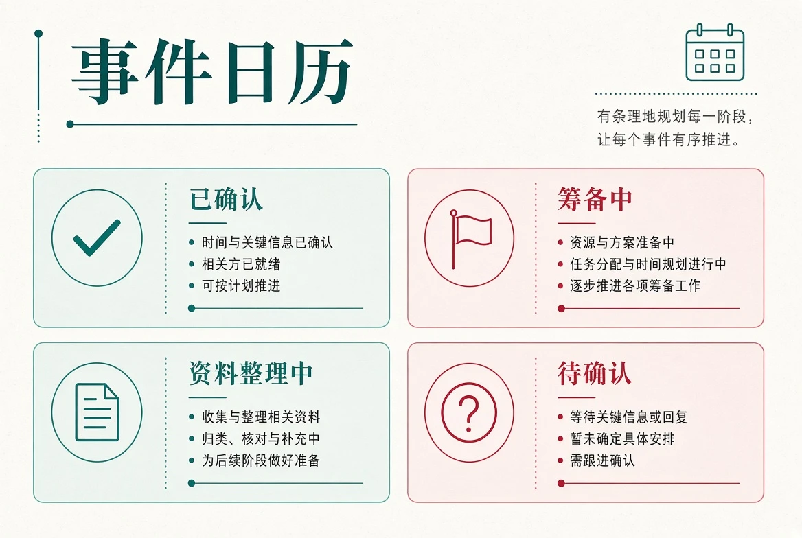 事件日历与公开资讯整理状态